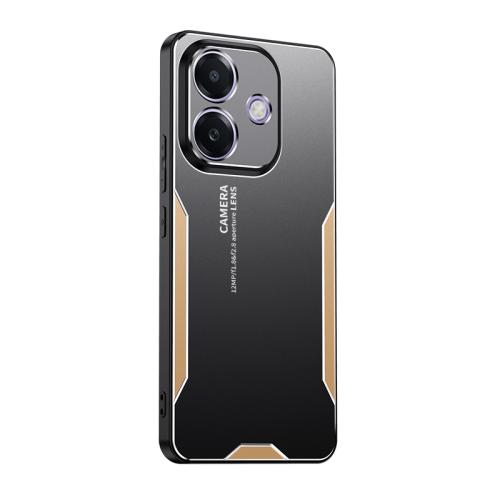 

For OPPO A5 Pro Global Blade Series TPU Hybrid Metal Phone Case(Gold)