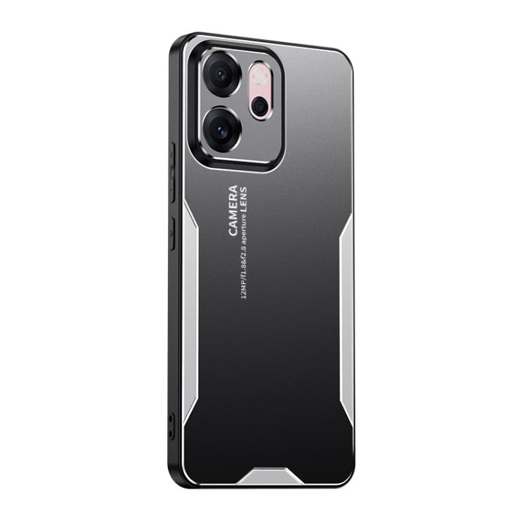 

For OPPO Reno14 F Global Blade Series TPU Hybrid Metal Phone Case(Silver)