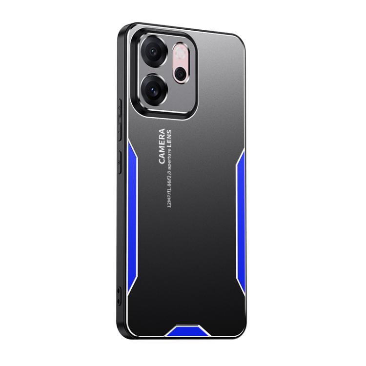 

For OPPO Reno14 F Global Blade Series TPU Hybrid Metal Phone Case(Blue)