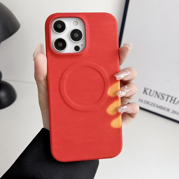 

For iPhone 12 Pro Max MagSafe Thermal Sensor Discoloration Silicone Phone Case(Red)