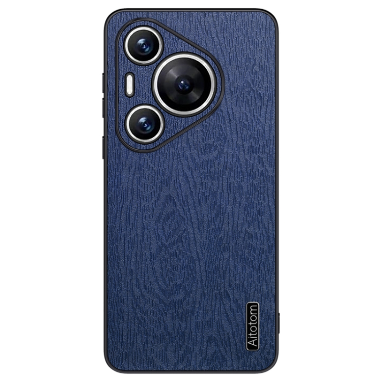 

For Huawei P70 Pro Tree Bark Leather Shockproof Phone Case(Blue)