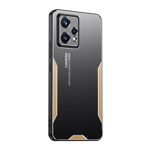 

For Realme V25 Blade Series TPU Hybrid Metal Phone Case(Gold)