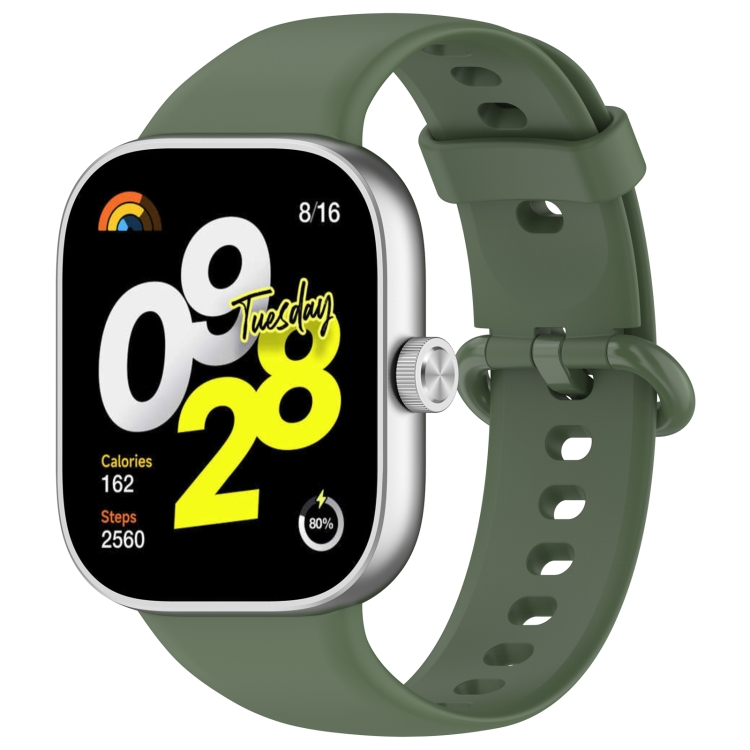 

For Xiaomi Mi Band 8 Pro Solid Color Colorful Buckle Silicone Watch Band(Dark Green)