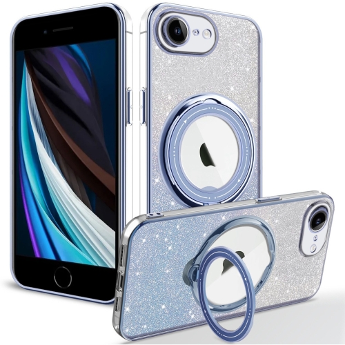 

For iPhone 7 / 8 / SE 20222 Rotation MagSafe Holder Gradient Glitter TPU Phone Case(Sierra Blue)