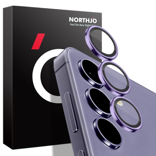 For Samsung Galaxy S24 5G NORTHJO Camera LensCD Vein Metal Ring Tempered Glass Film(Purple) realistic glass card deck ice bound magic tricks props close up illusion accessories gimmick sign card to clear block poker toys