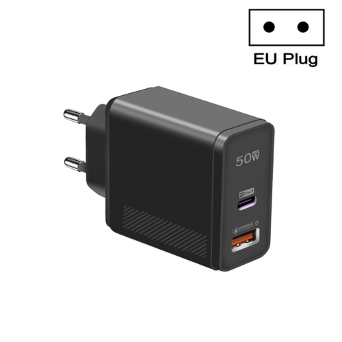 

QC5.0 USB / PD25W Type-C Super Fast Charging Full Protocol Phone Charger, EU Plug(Black)