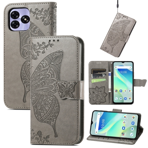 

For UMIDIGI G5 Butterfly Love Flower Embossed Leather Phone Case(Gray)