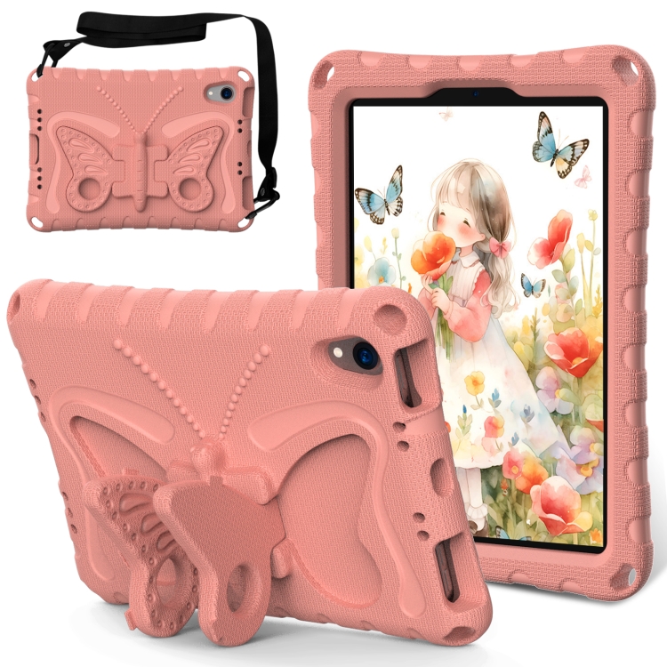 

For iPad mini 6 / mini 2024 Butterfly Bracket EVA Shockproof Tablet Case(Pink Orange)