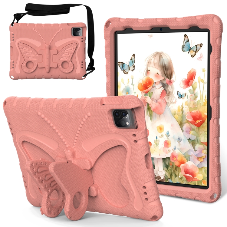 

For iPad Air 11 2024 Butterfly Bracket EVA Shockproof Tablet Case(Pink Orange)