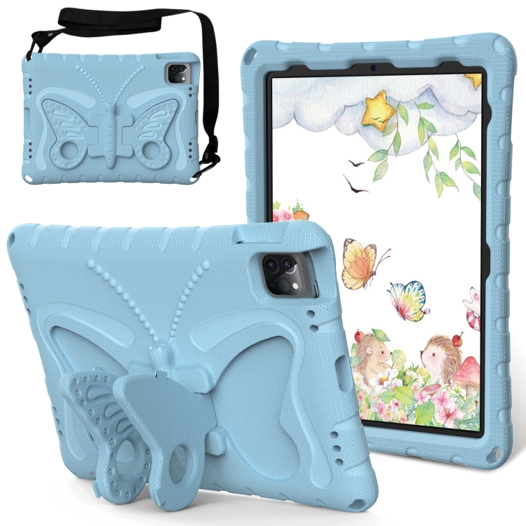 

For iPad Pro 11 2024 Butterfly Bracket EVA Shockproof Tablet Case(Light Blue)