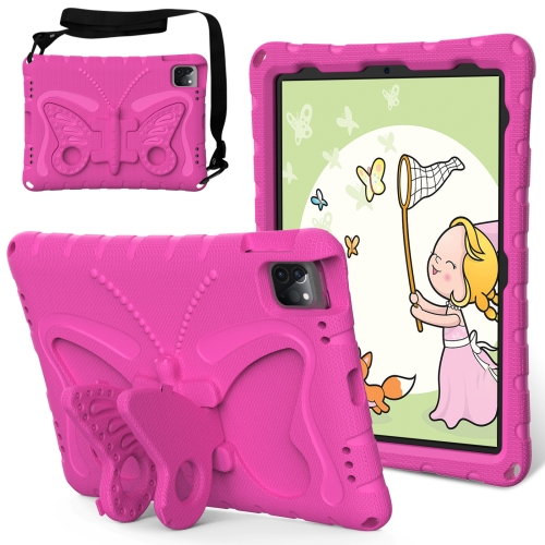 

For iPad Pro 11 2024 Butterfly Bracket EVA Shockproof Tablet Case(Rose Red)