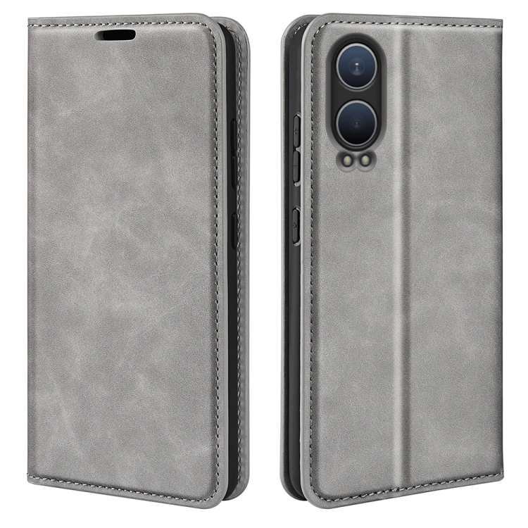 

For OnePlus Nord CE4 Lite 5G Retro-skin Magnetic Suction Leather Phone Case(Grey)