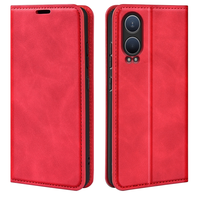 

For OnePlus Nord CE4 Lite 5G Retro-skin Magnetic Suction Leather Phone Case(Red)