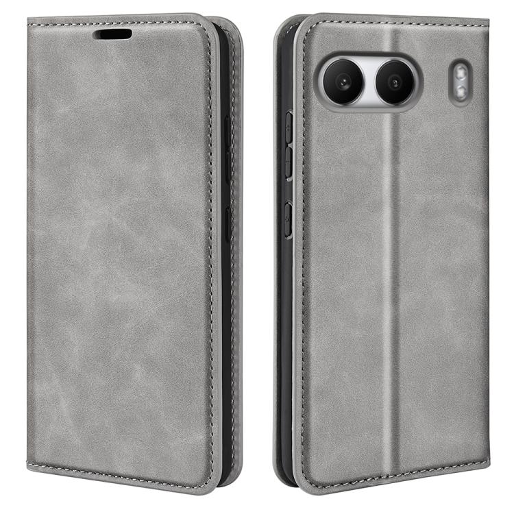 

For OnePlus Nord 4 Retro-skin Magnetic Suction Leather Phone Case(Grey)