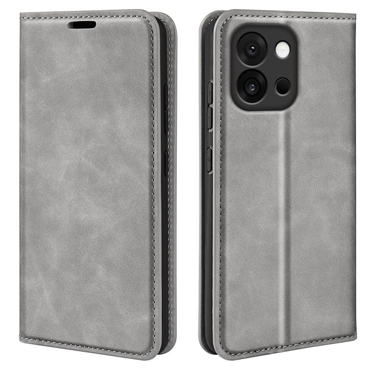 

For OnePlus 13T Retro-skin Magnetic Suction Leather Phone Case(Grey)