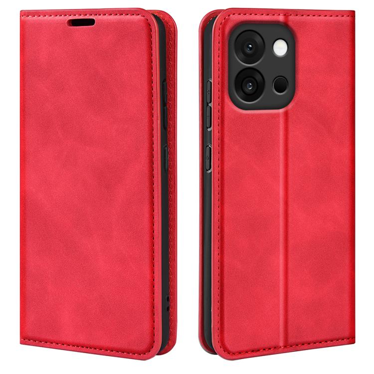 

For OnePlus 13T Retro-skin Magnetic Suction Leather Phone Case(Red)