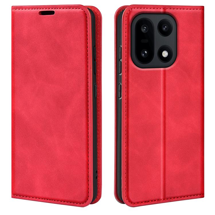

For OnePlus 15 Retro-skin Magnetic Suction Leather Phone Case(Red)