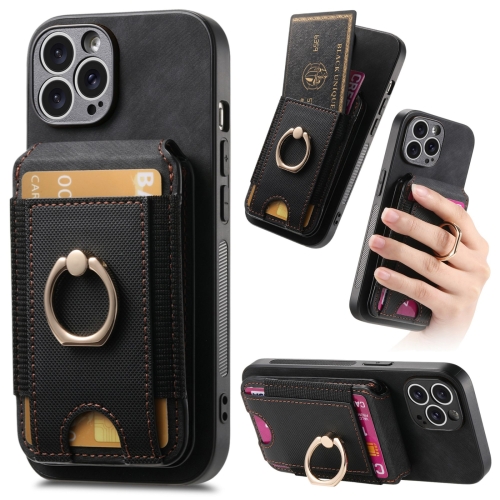 

For iPhone 14 Pro Max Retro Splitable Magnetic Stand Card Bag Leather Phone Case(Black)