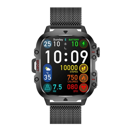 

QX11 1.96 inch Color Screen Smart Watch Milan Steel Strap Support Bluetooth Call(Black)