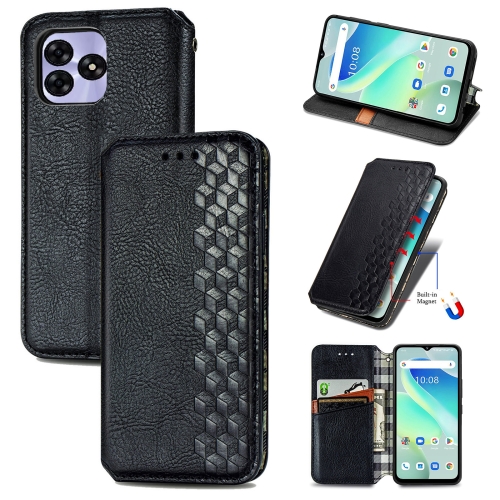 

For UMIDIGI G5 Cubic Grid Pressed Magnetic Leather Phone Case(Black)