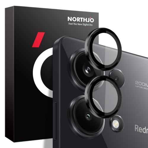 

For Xiaomi Redmi Note 13 Pro 4G NORTHJO Camera LensCD Vein Metal Ring Tempered Glass Film(Black)
