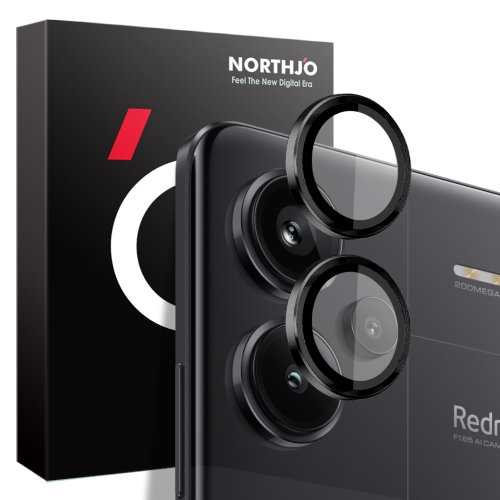 

For Xiaomi Redmi Note 13 Pro+ 5G NORTHJO Camera LensCD Vein Metal Ring Tempered Glass Film(Black)