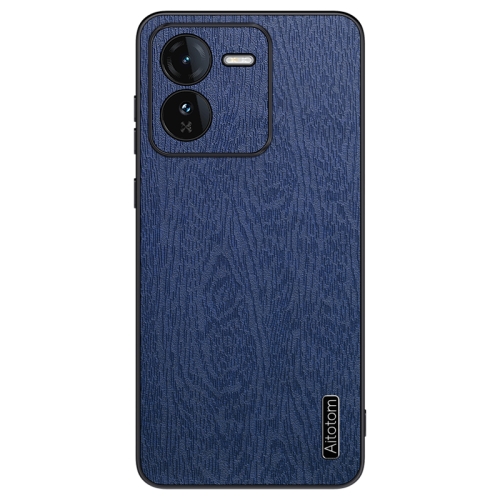 

For vivo iQOO Z9 Tree Bark Leather Shockproof Phone Case(Blue)