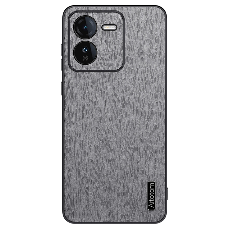 

For vivo iQOO Z9 Tree Bark Leather Shockproof Phone Case(Grey)