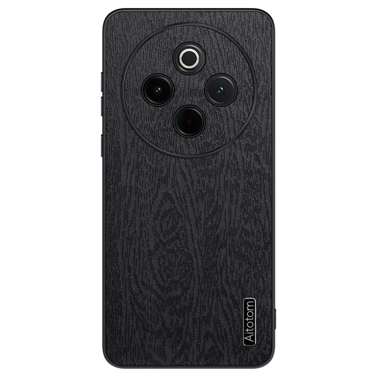 

For vivo Y300 Pro Tree Bark Leather Shockproof Phone Case(Black)