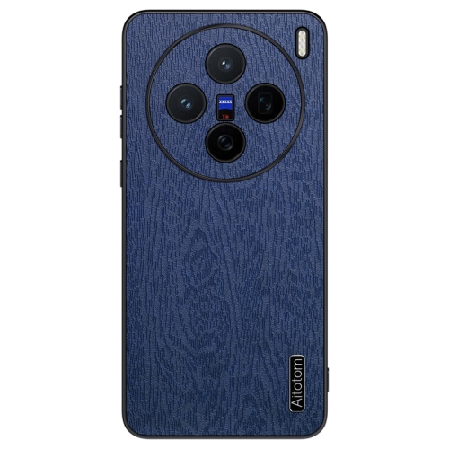 

For vivo X200 Tree Bark Leather Shockproof Phone Case(Blue)