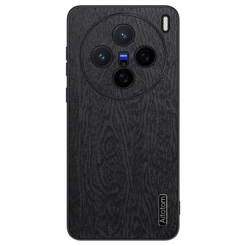 

For vivo X200 Tree Bark Leather Shockproof Phone Case(Black)