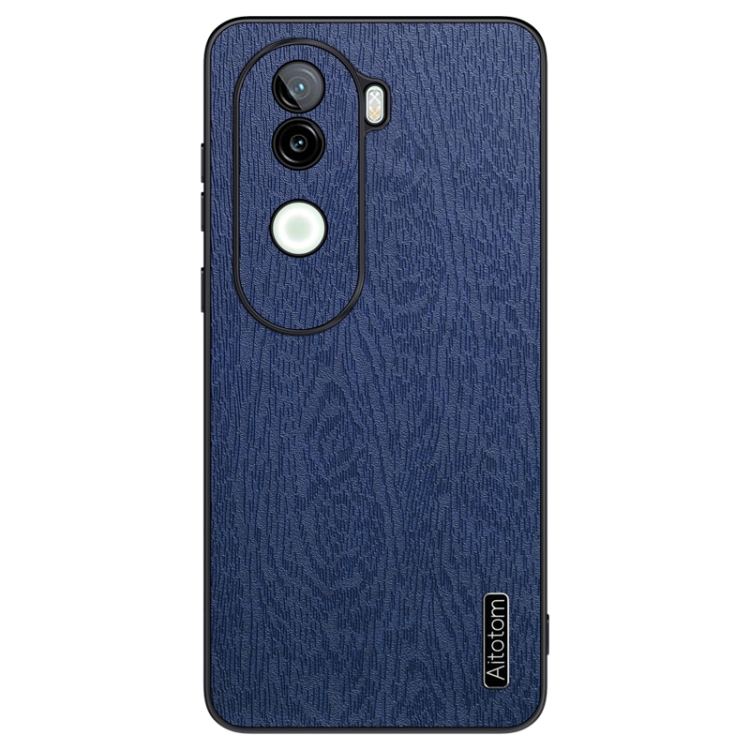 

For vivo V40e Tree Bark Leather Shockproof Phone Case(Blue)