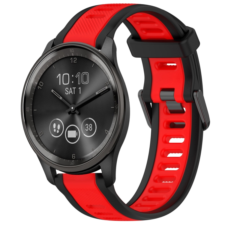For Garmin VivoMove Trend 20mm Two Color Textured Silicone Watch