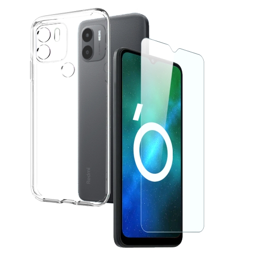 

For Xiaomi Redmi A1 4G / A2 4G NORTHJO Transparent TPU Phone Case with Tempered Glass Film(Transparent)