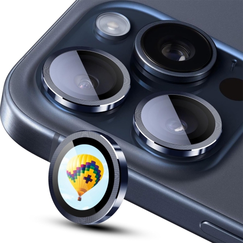 

For iPhone 15 Pro / 15 Pro Max ENKAY Hat-Prince AR 9H Rear Lens Aluminium Alloy Tempered Glass Film(Purplish Blue)