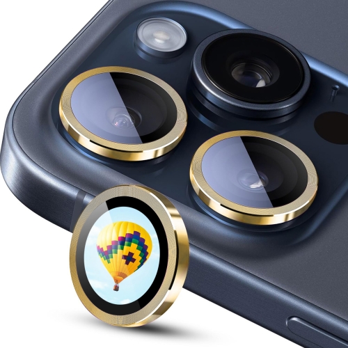 

For iPhone 14 Pro / 14 Pro Max ENKAY Hat-Prince AR 9H Rear Lens Aluminium Alloy Tempered Glass Film(Golden)