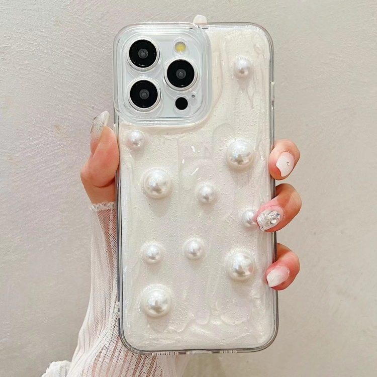 

For iPhone 14 Pro Max Cream Gum Decoden TPU Phone Case(Pearl)