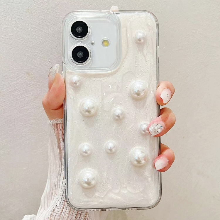 

For iPhone 16 Plus Cream Gum Decoden TPU Phone Case(Pearl)