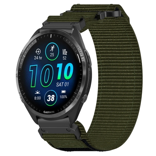 

For Garmin Forerunner 965 22mm Nylon Hook And Loop Fastener Watch Band(Army Green)