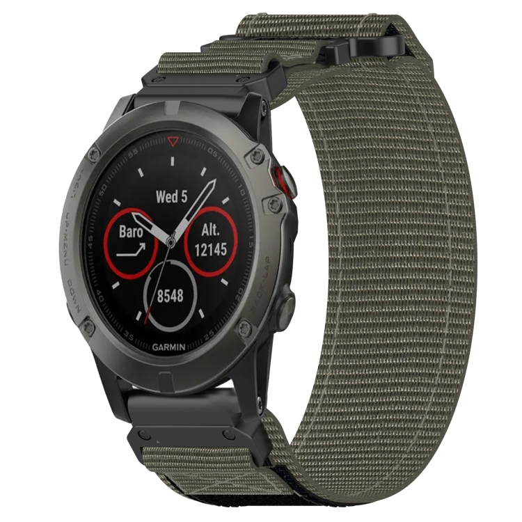 Garmin Fenix 5X サファイア 26mm ナイロン 面ファスナー時計バンド 