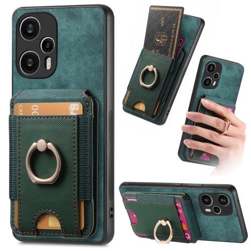 

For Xiaomi Redmi Note 12 Turbo Retro Splitable Magnetic Stand Card Bag Leather Phone Case(Green)