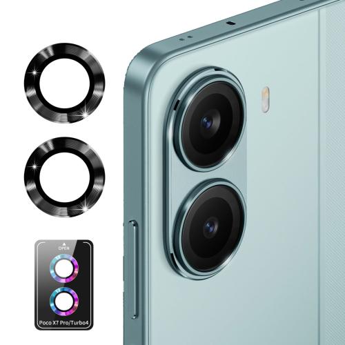 

For Xiaomi Poco X7 Pro / Redmi Turbo 4 ENKAY Hat-Prince 9H Rear Camera Lens Aluminium Alloy Tempered Glass Film(Black)