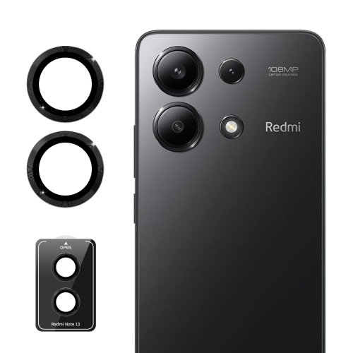 For Redmi Note 13 5G ENKAY Hat-Prince 9H Rear Camera Lens Aluminium Alloy Tempered Glass Film(Black)