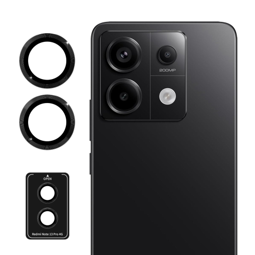 For Redmi Note 13 Pro 4G ENKAY Hat-Prince 9H Rear Camera Lens Aluminium Alloy Tempered Glass Film(Black)