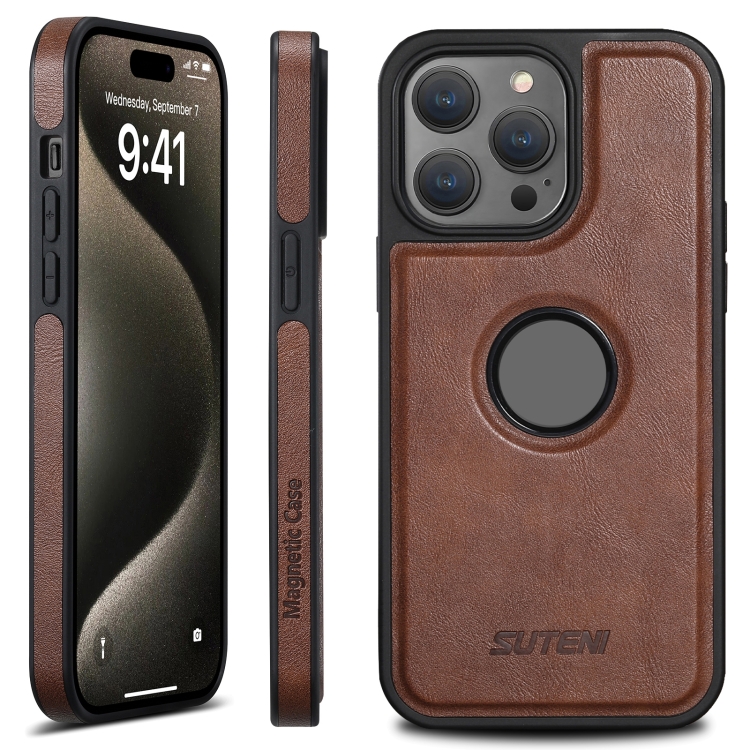 

For iPhone 15 Pro Suteni G1 Magsafe Leather Back Phone Case(Brown)