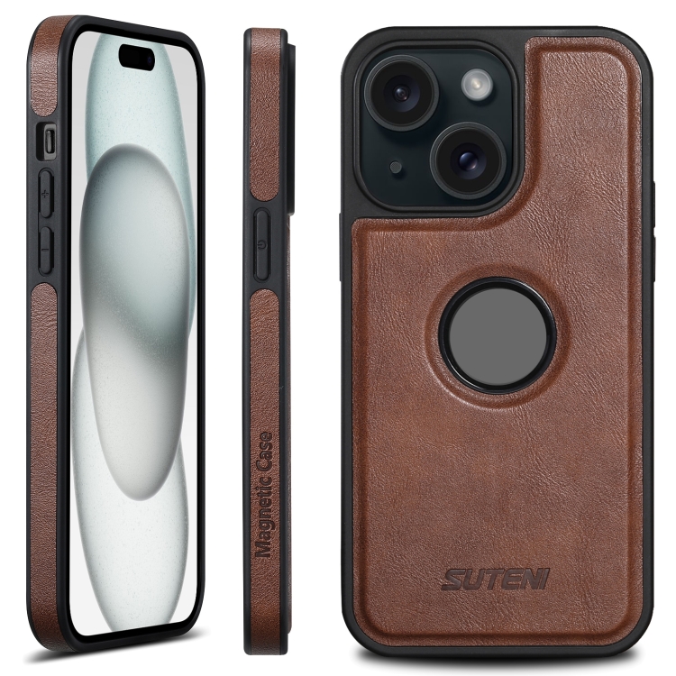 

For iPhone 15 Plus Suteni G1 Magsafe Leather Back Phone Case(Brown)