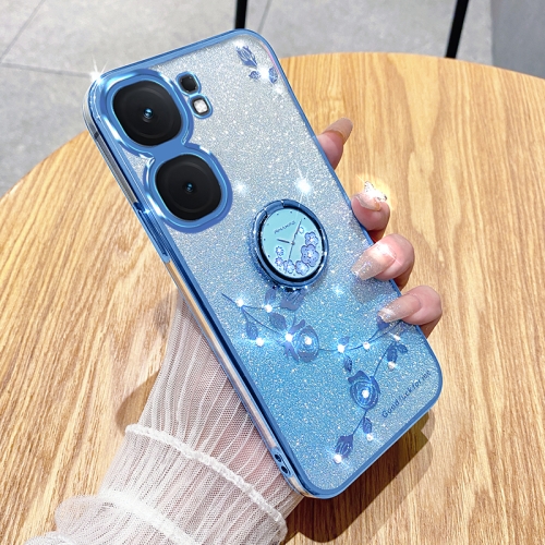 

For vivo iQOO Neo9 Pro Gradient Glitter Immortal Flower Ring All-inclusive Phone Case(Bule)