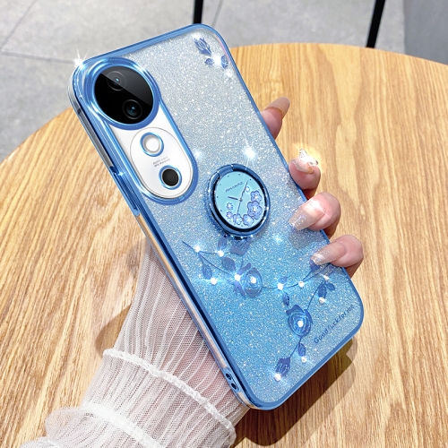 

For vivo S19 Pro Gradient Glitter Immortal Flower Ring All-inclusive Phone Case(Bule)