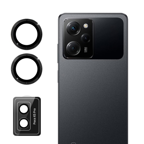 For Xiaomi Poco X5 Pro ENKAY Hat-Prince 9H Rear Camera Lens Aluminium Alloy Tempered Glass Film(Black)