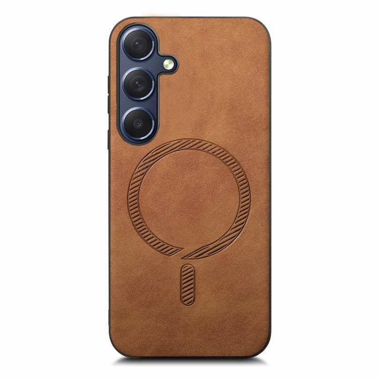 

For Samsung Galaxy S24 5G Solid Color Retro Magsafe PU Back Cover Phone Case(Brown)